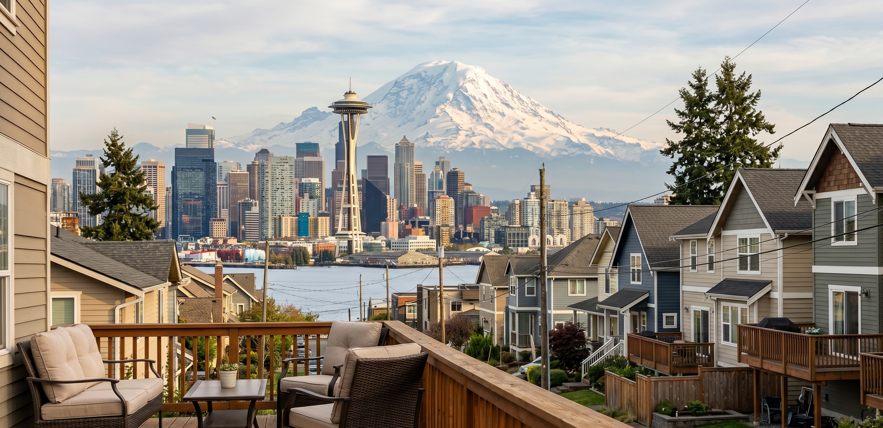 Seattle skyline from neighborhood